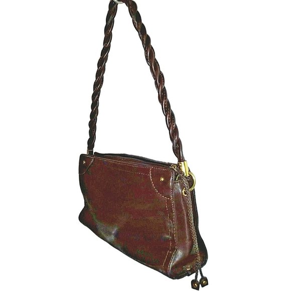 Relic by Fossil Brown vegan leather purse handbag zip top shoulder twisted strap - Picture 4 of 6